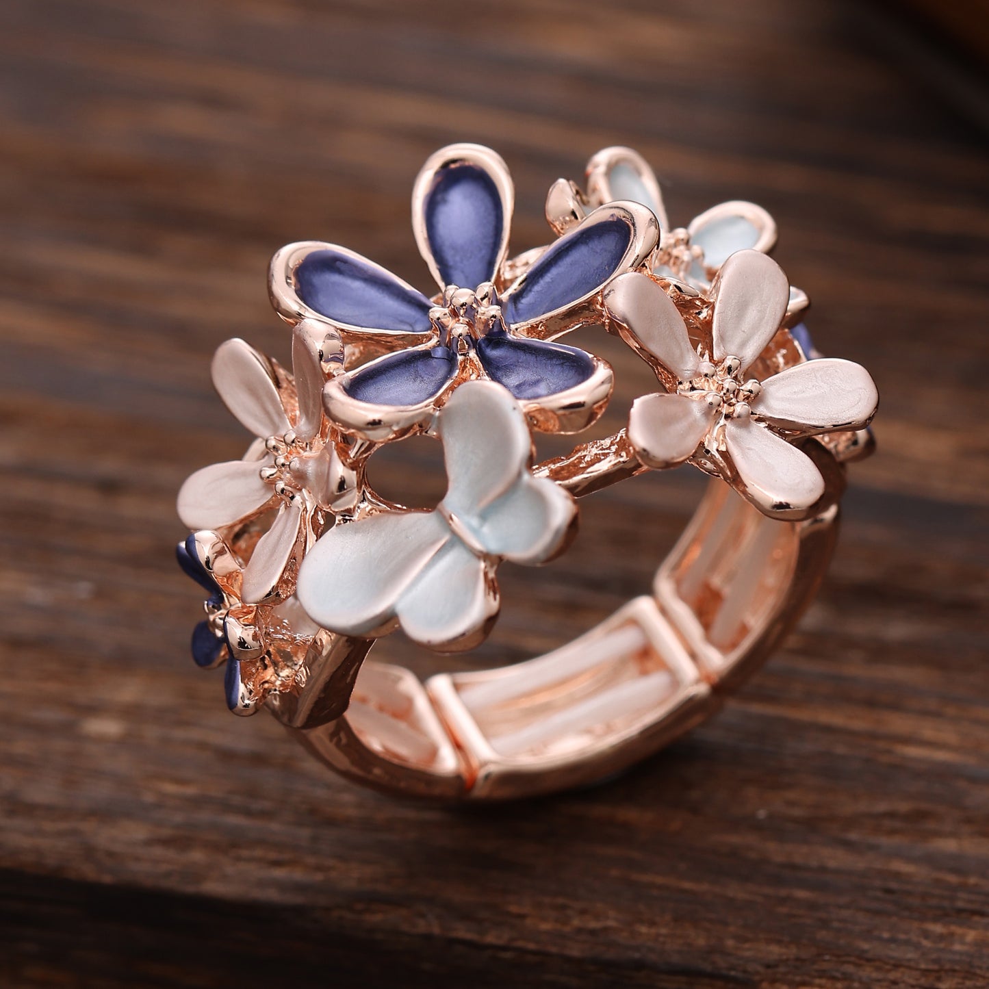 Alloy Artificial Color Painting Oil Elastic Rings