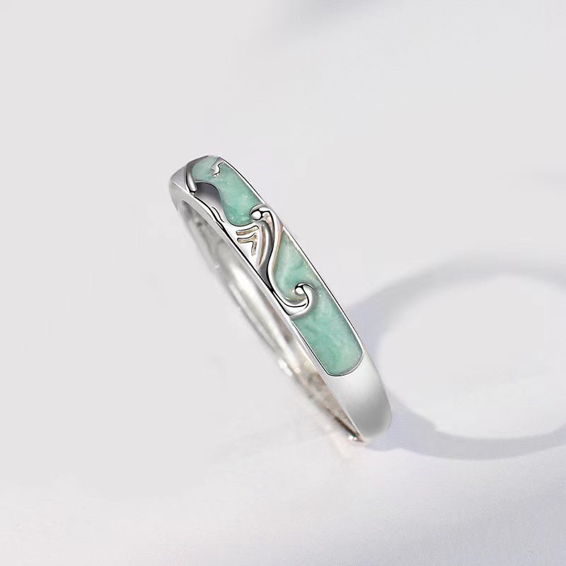Sea Couple Design Epoxy Technology Korean Rings