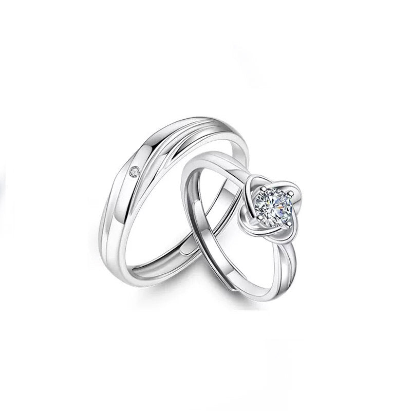 Couple Female Male Sterling Sier Hipster Rings