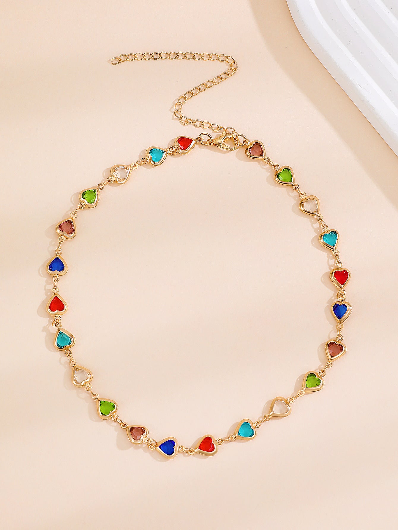 Fashion Heart Colorful Heart-shaped Zircon Chain Bracelets