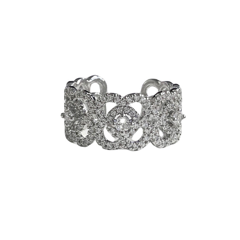 Clover Open Female Light Luxury High Sense Rings