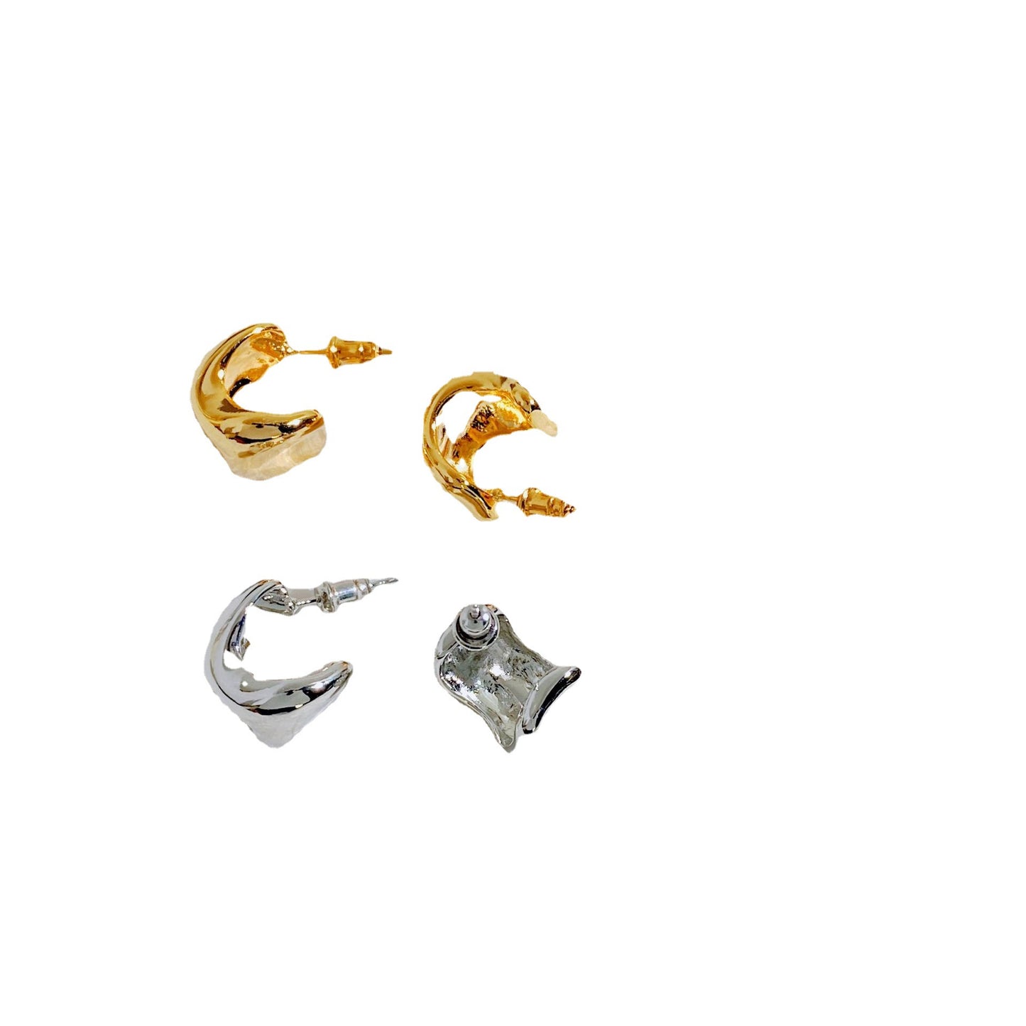 Metal Sier Needle Design Cold Style Earrings