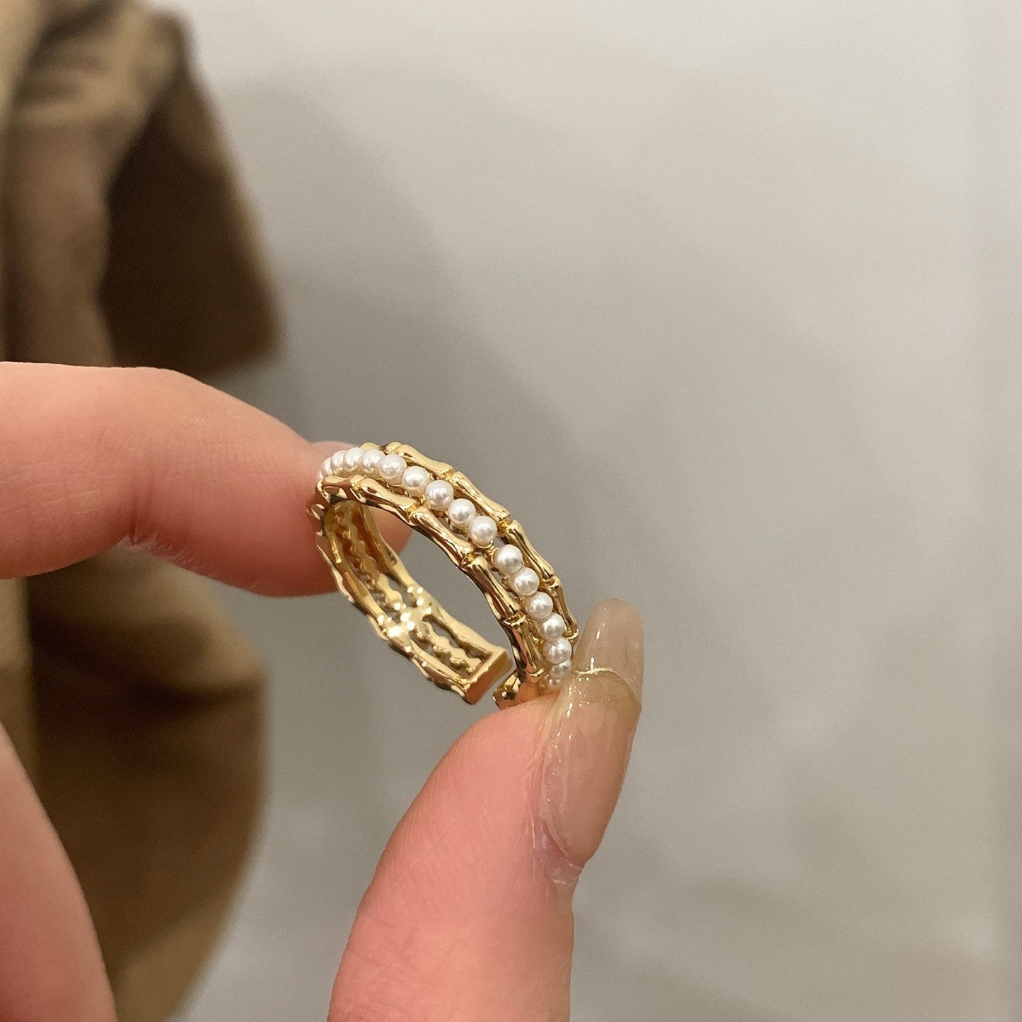 Electroplated Freshwater Pearl Zircon Stitching Butterfly Exquisite Rings