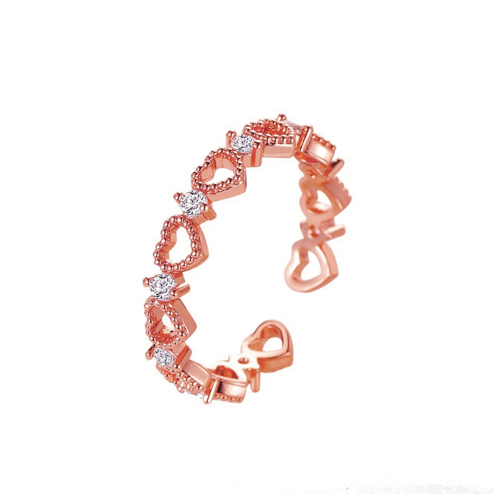 Children's Heart-shaped Light Extravagant Love Heart Open Personality Fashion Design Rings