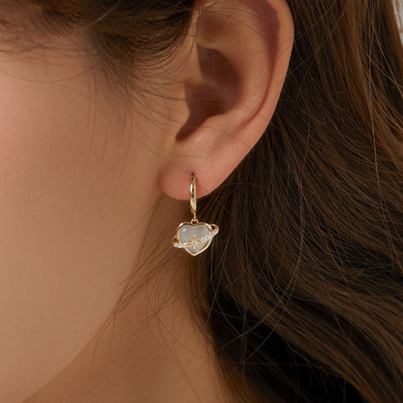 Women's High-grade Light Extravagant Love Heart Opal Earrings