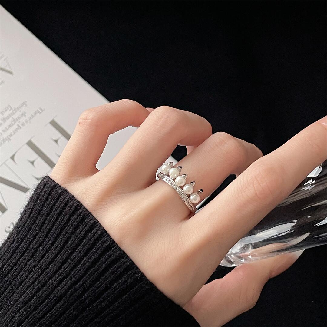 Rhinestone Elegant Open-end Personality French Minority Design Sense Rings