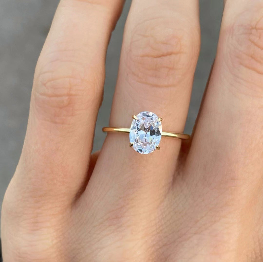 Women's Wedding High Luxury Oval Zircon Series Female Fashion Rings
