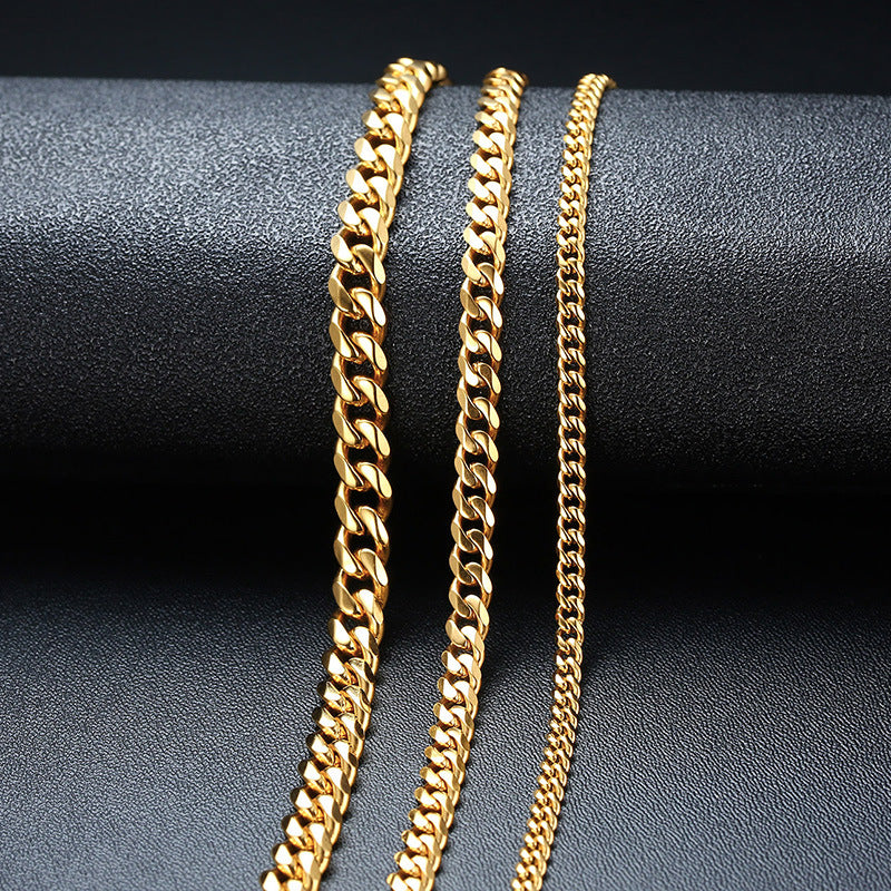 Women's Six-sided Grinding Chain Cuban Link Twin Gold Rings
