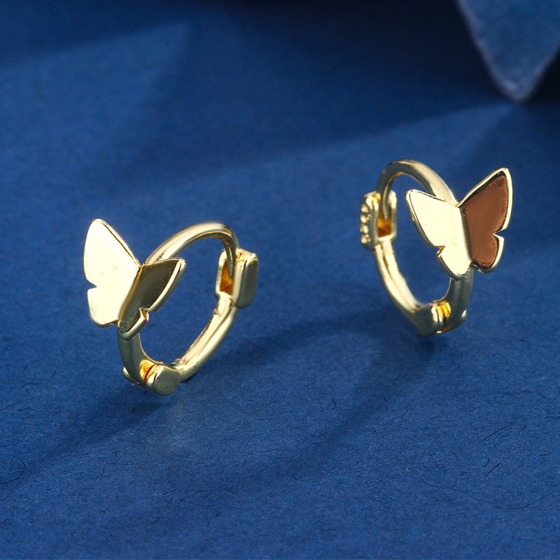 Three-dimensional Butterfly Super Cute Sweet Glossy Earrings