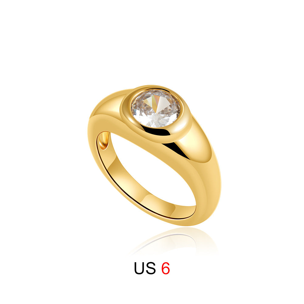 Gold Inlaid Zircon Simple Light Luxury High-grade Ornament Rings