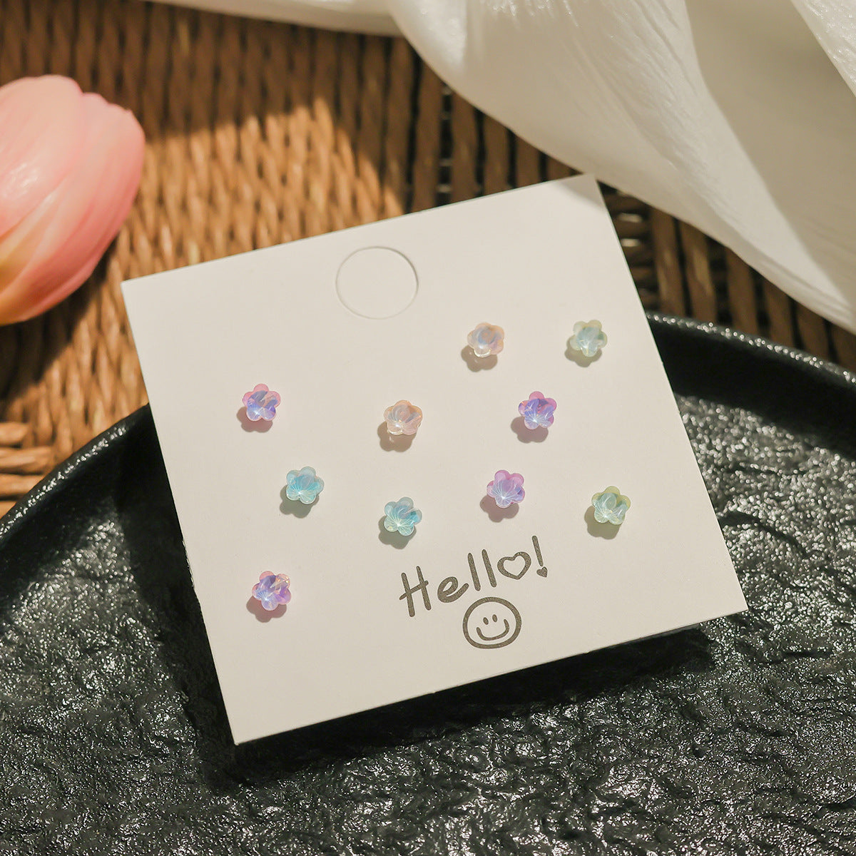 Super Shiny Laser Colorful Small Ear Rings