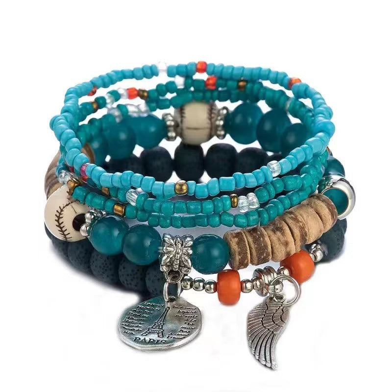 Bohemian Beads Wings Tower Elastic String Ethnic Bracelets