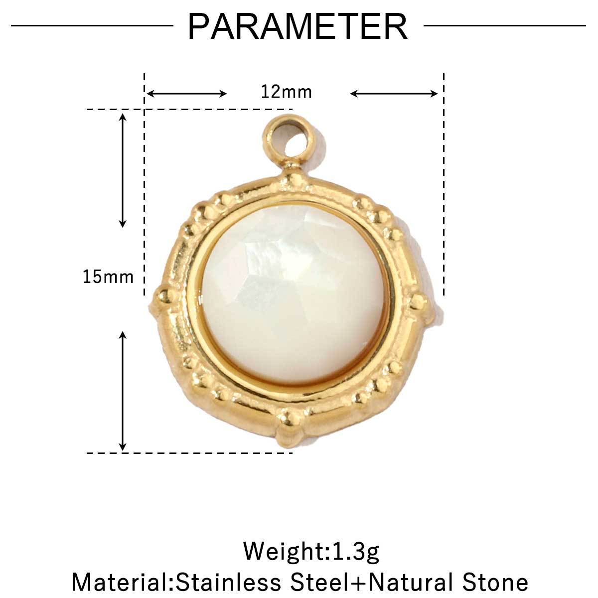 Women's Sun Natural Stone Titanium Steel Gold White Shell Pendants
