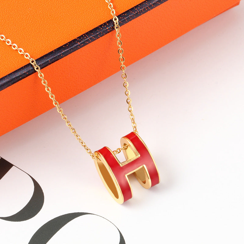 Temperamental Rose Gold Enamel Clavicle Chain Female Necklaces