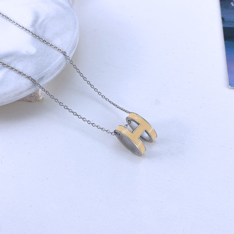 Temperamental Rose Gold Enamel Clavicle Chain Female Necklaces