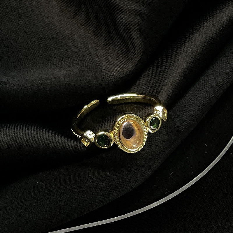 Golden Antique Style Series Cold High Sense French Simplicity Rings