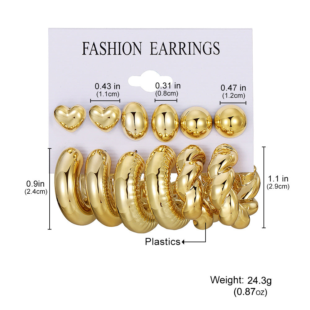 Golden Personality Water Drop Creative Complex Earrings
