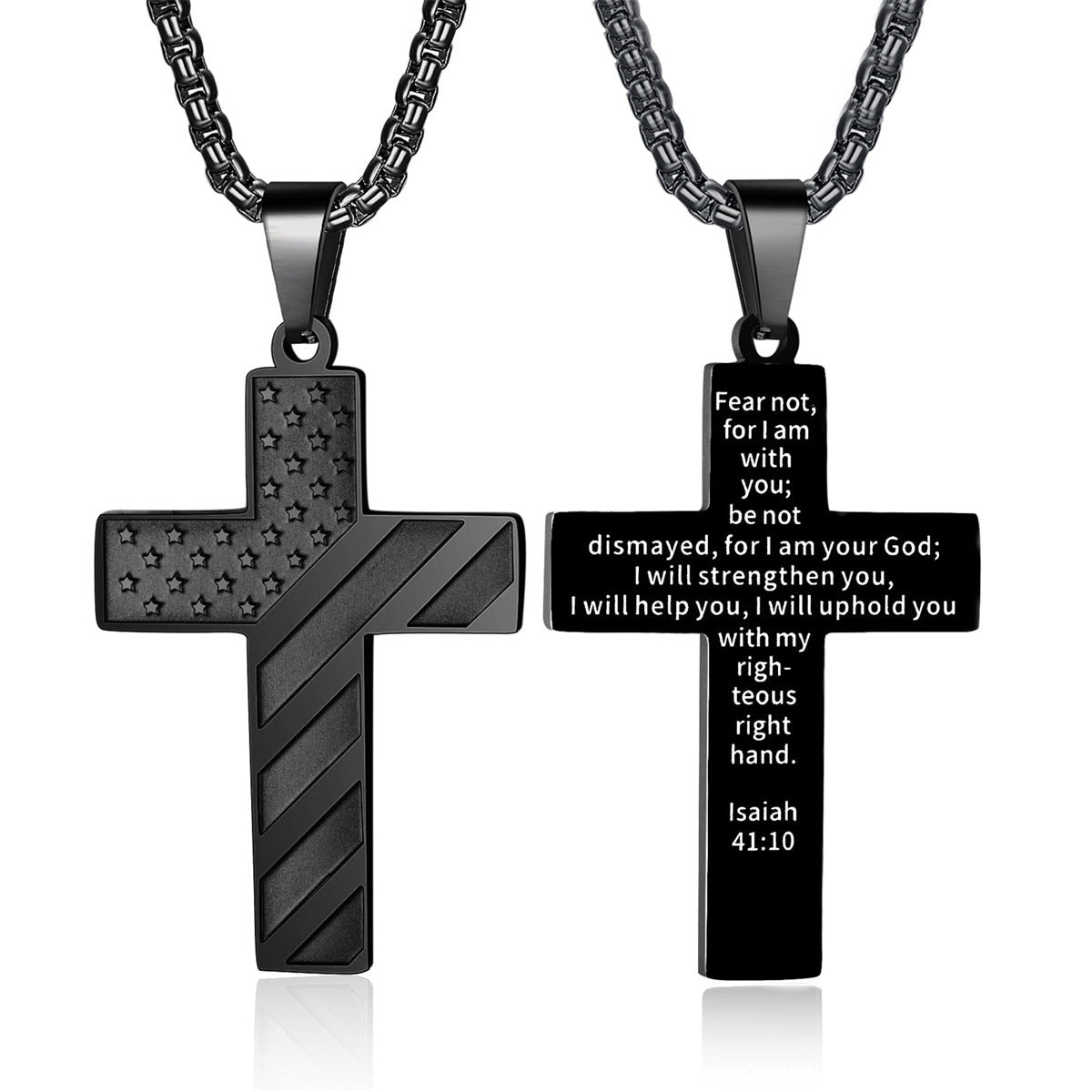 Men's Cross Stainless Steel Bible Patriotic Jewelry Inspirational Necklaces