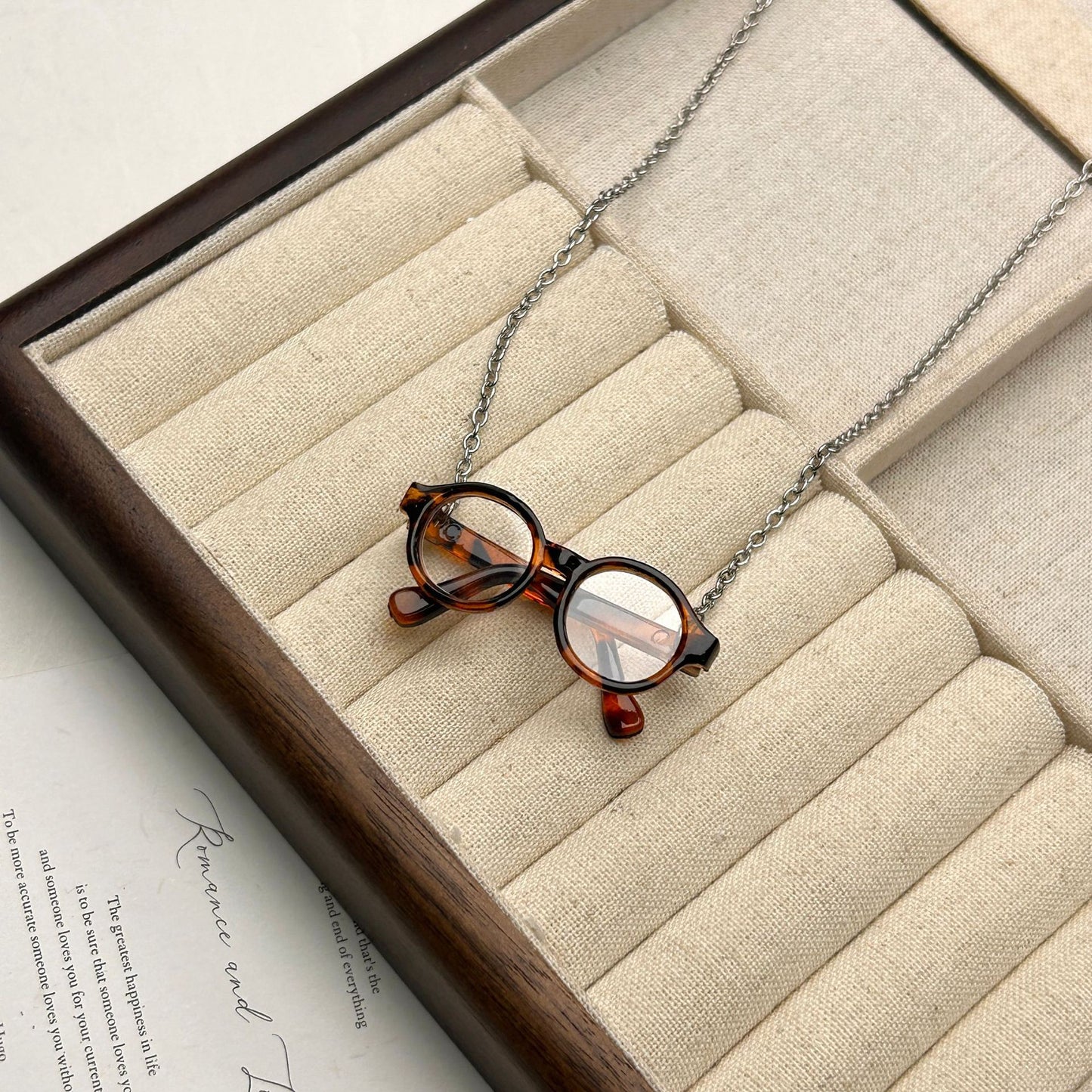 Artistic Glasses Style Niche Literary Ornament Necklaces