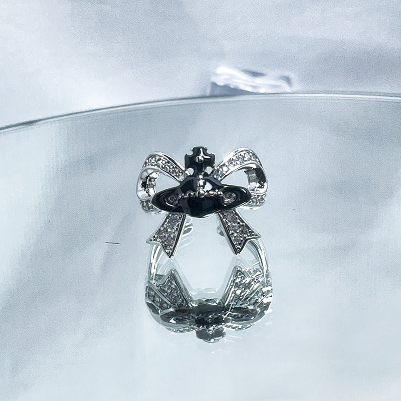Dark Saturn Letter Light Luxury Open Female Rings