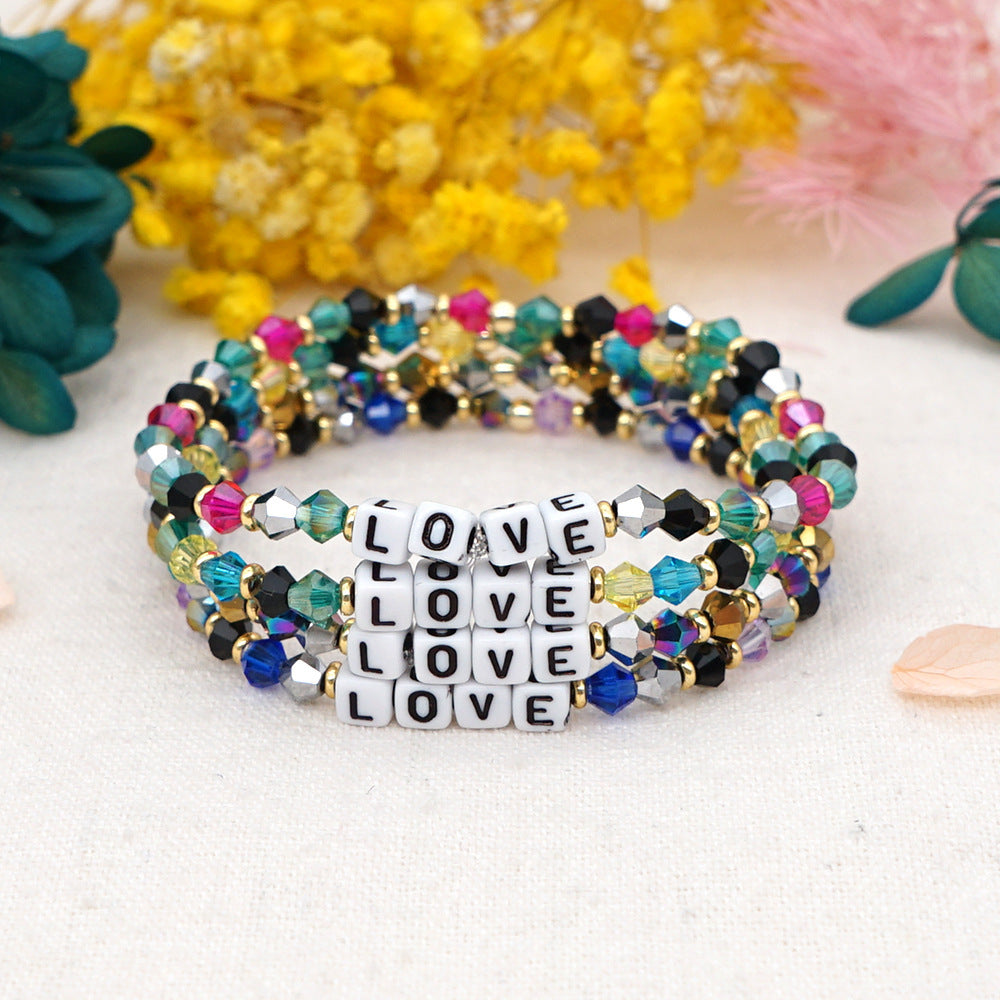 Women's Bohemian Style Crystal Letter Simple Personality Bracelets