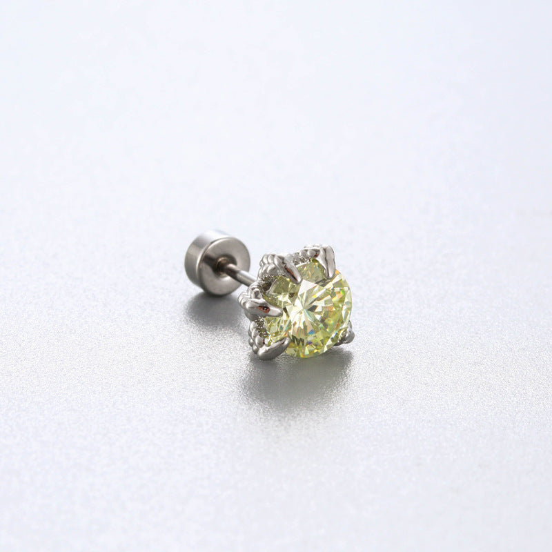 Sea Blue Zircon Couple Ear Bone Pin Titanium Earrings