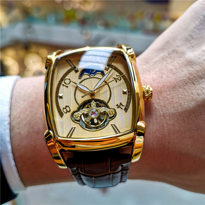 Men's Watch Square Large Dial Hollow Automatic Mechanical Watches