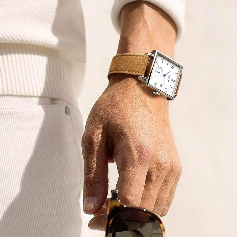 Men's Square Watch Automatic Leisure Simple Hollow Mechanical Watches