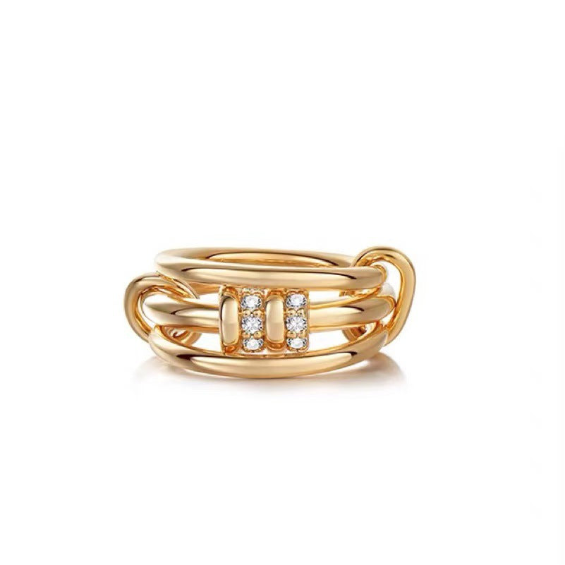Women's Luxury Double Chain Color Matching Twin Simple Rings