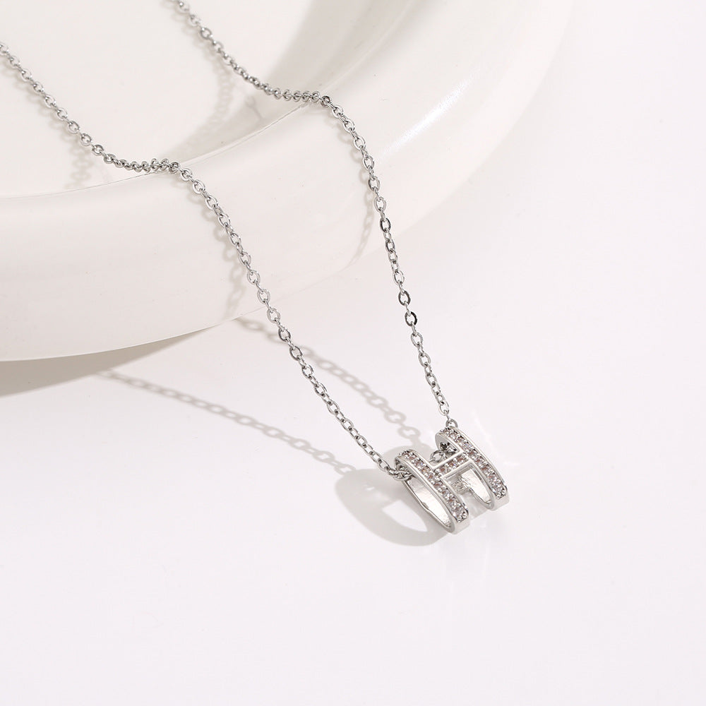 Women's Light Luxury Letter Diamond Simple Clavicle Necklaces
