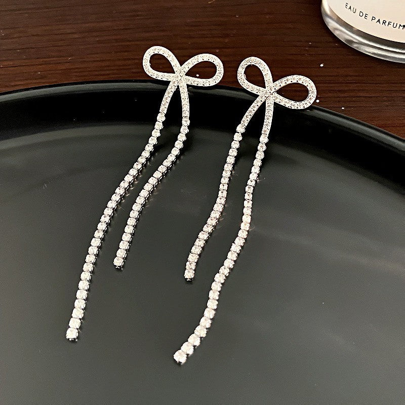 Fashion Zirconia Micro Inlaid Zircon Long Earrings