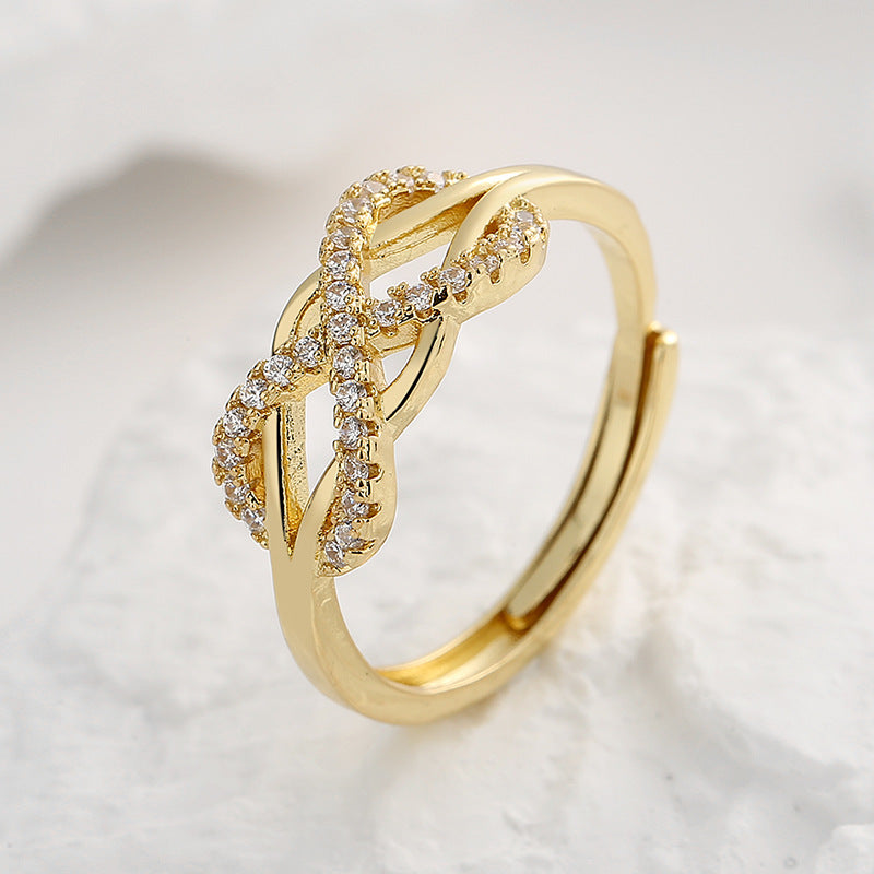 Women's Line Cross Inverted Word Hollow Design Rings