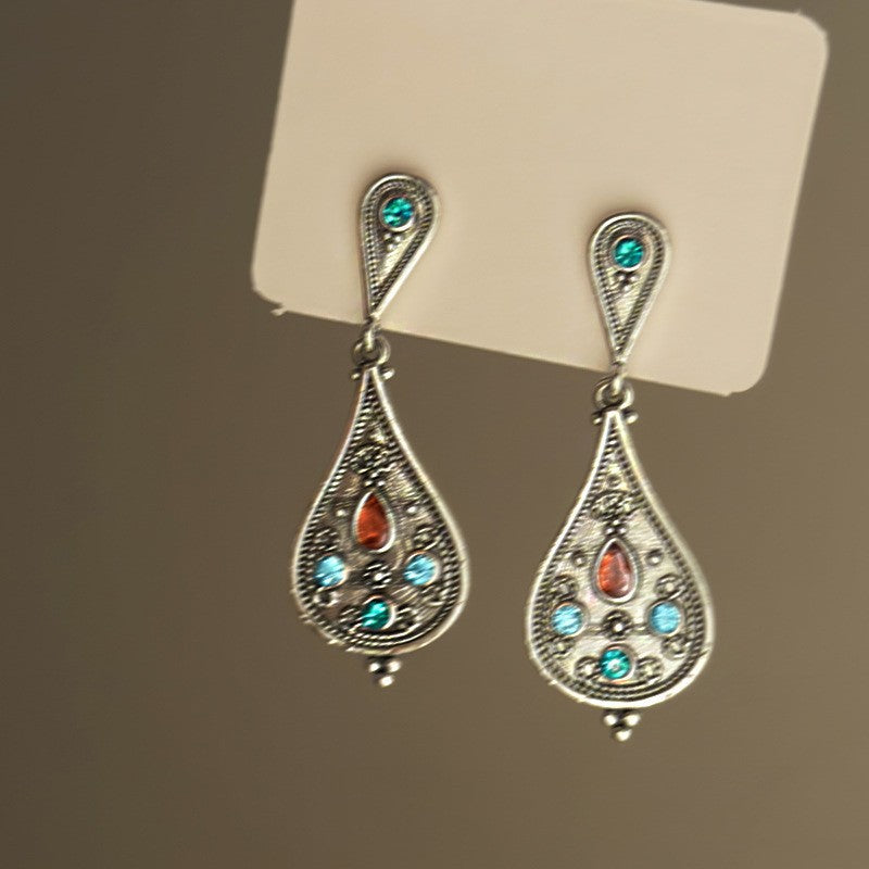 Sier Needle Ethnic Style Artificial Crystal Rings