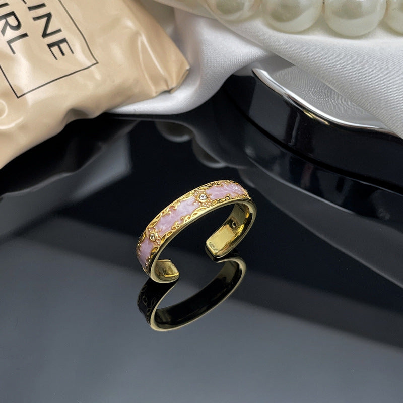 Purple Drip Glazed Open Female Temperament Rings
