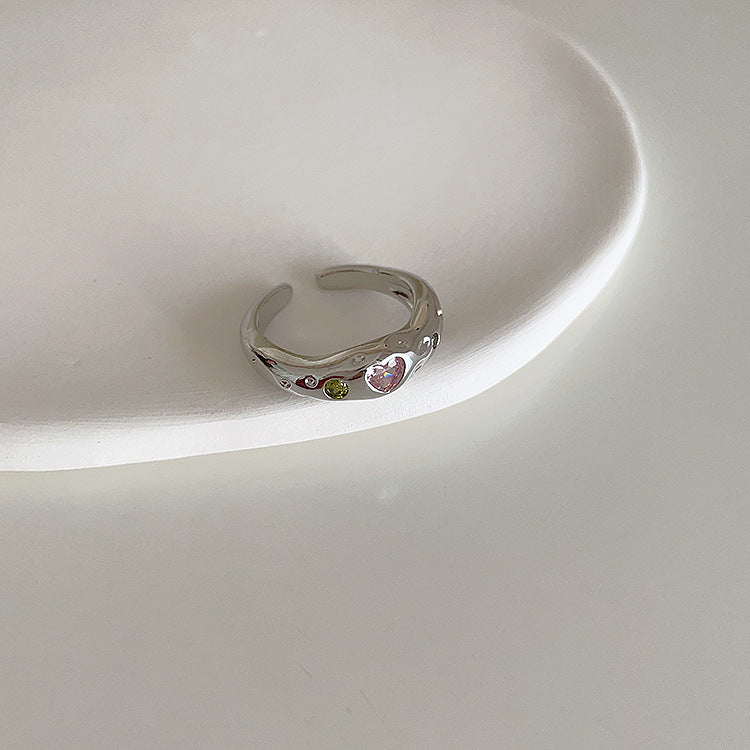 Sterling Sier Pink Zircon Female Open Niche Advanced Light Rings