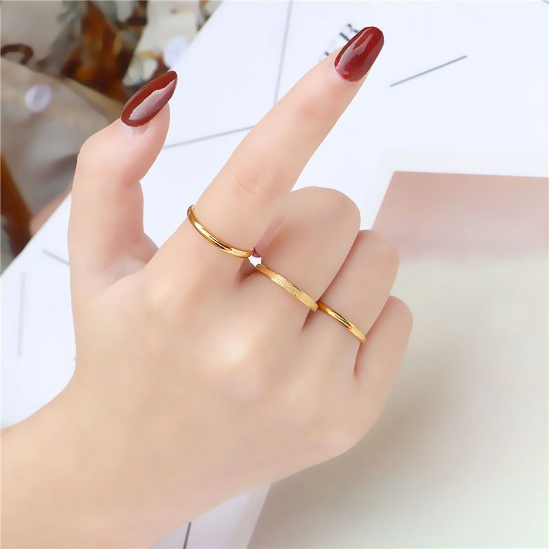 Fashion Titanium Steel Rose Gold Three-piece Rings