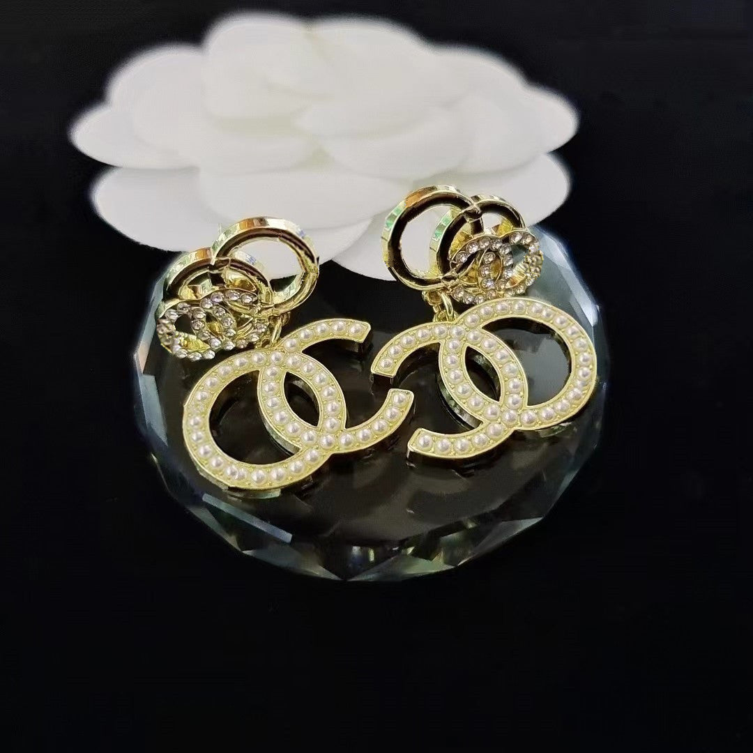 Women's & Men's Quality Collection Trending Rhinestone Letters Sier Earrings