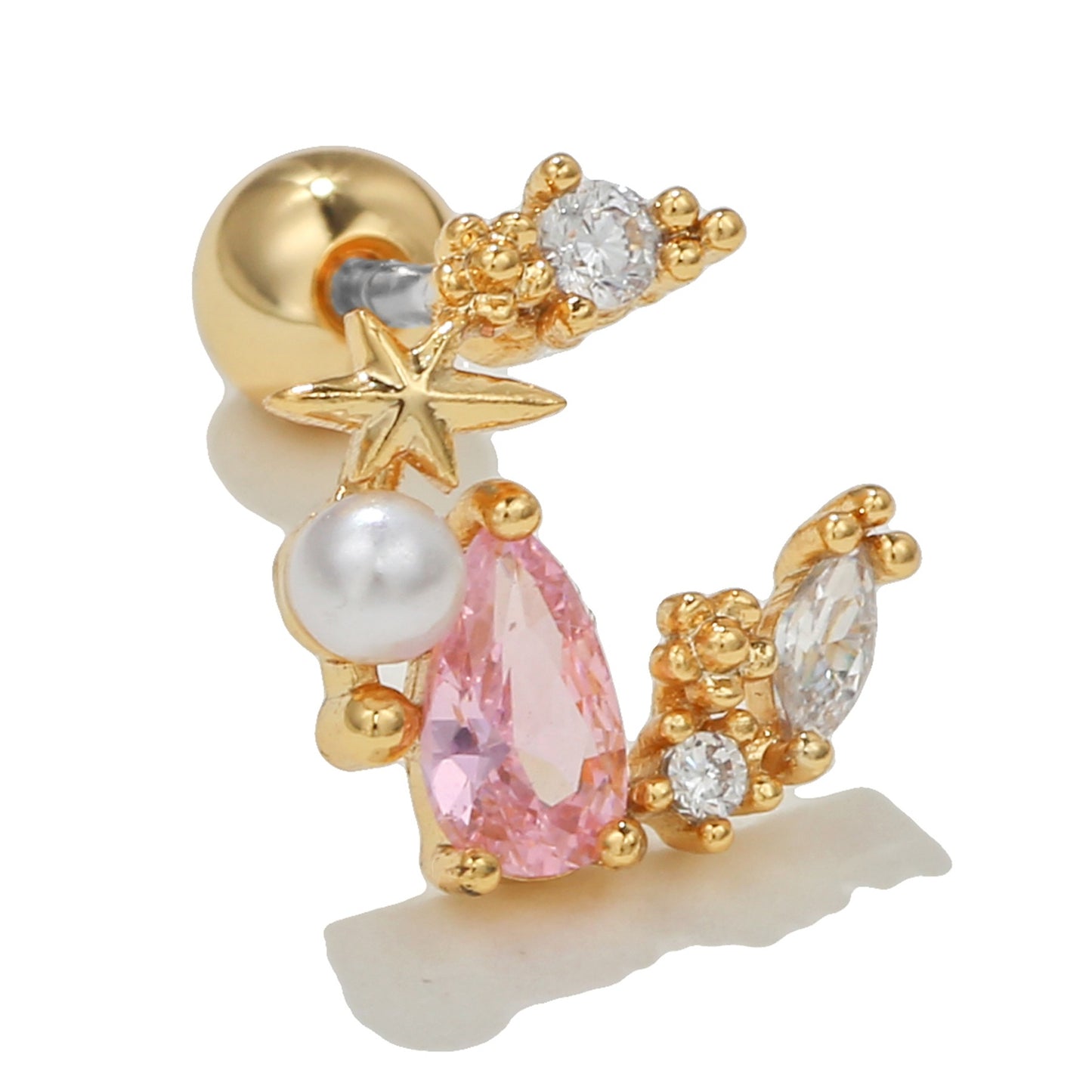 Korean Style Flowers Ear Bone Five-pointed Star Moon Earrings