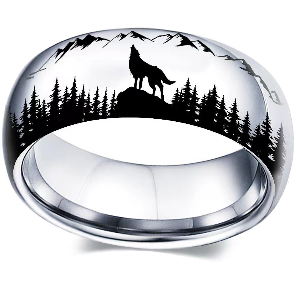 Men's Forest Wolf Titanium Steel Stainless Rings