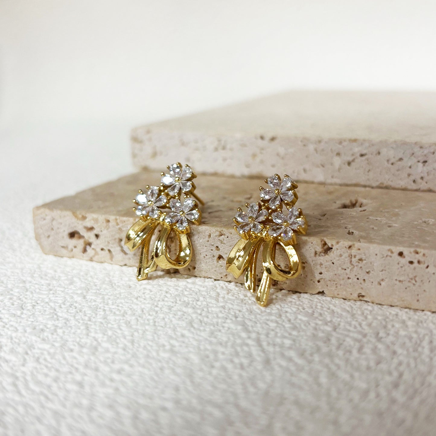 Flower Bow French Retro Affordable Luxury Earrings