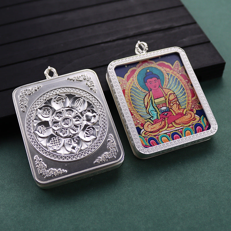 Gold Vajra Hand Painted Golden Outline Eight Patron Saints Pendants