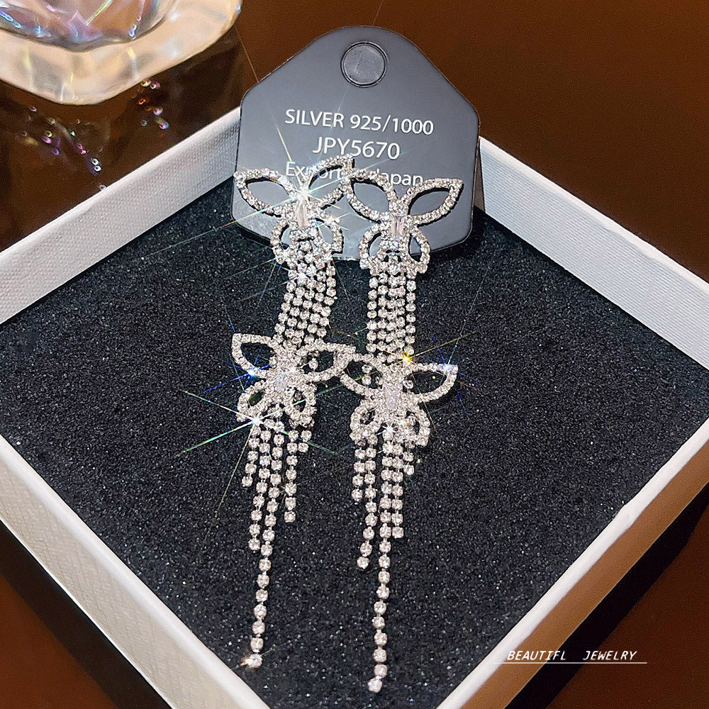 Women's Zircon Tassel High-grade Light Luxury Delicate Earrings