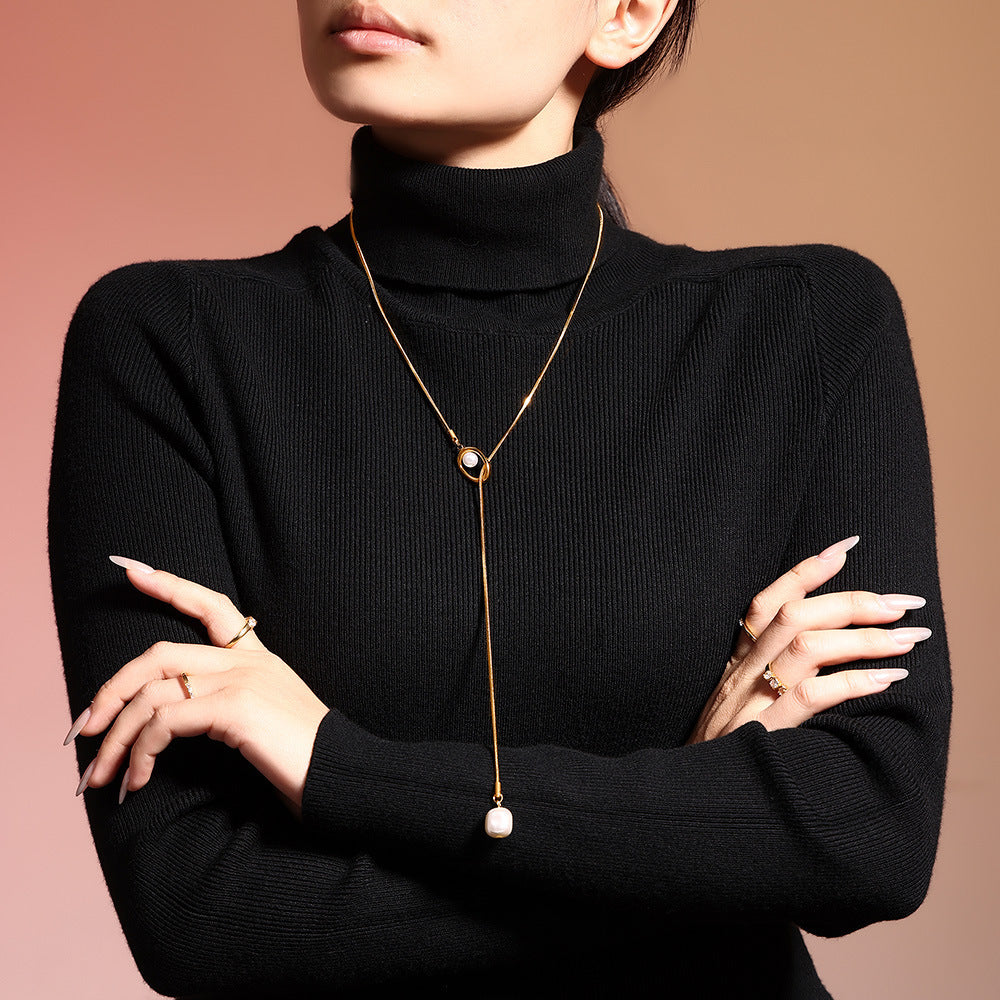 Women's Imitation Pearl Long Pull Sweater Chain Necklaces