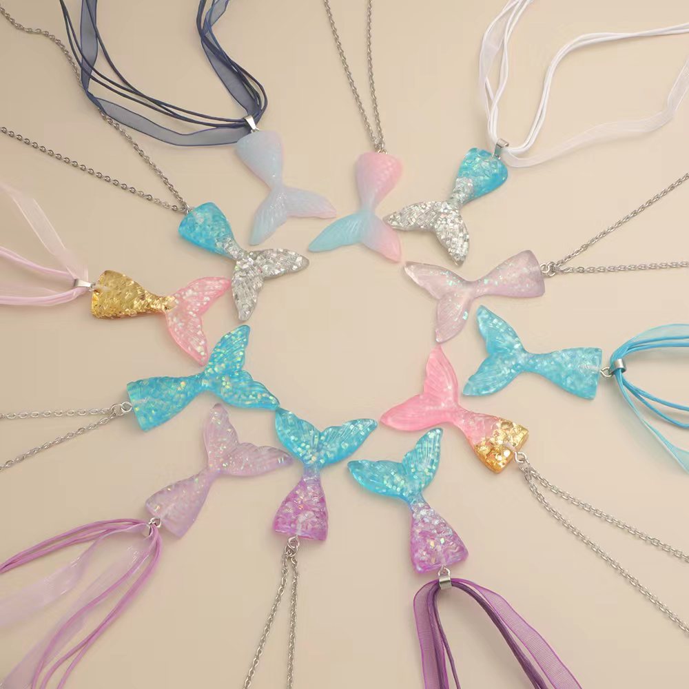 Color Mermaid Wax Rope Yarn Stainless Necklaces