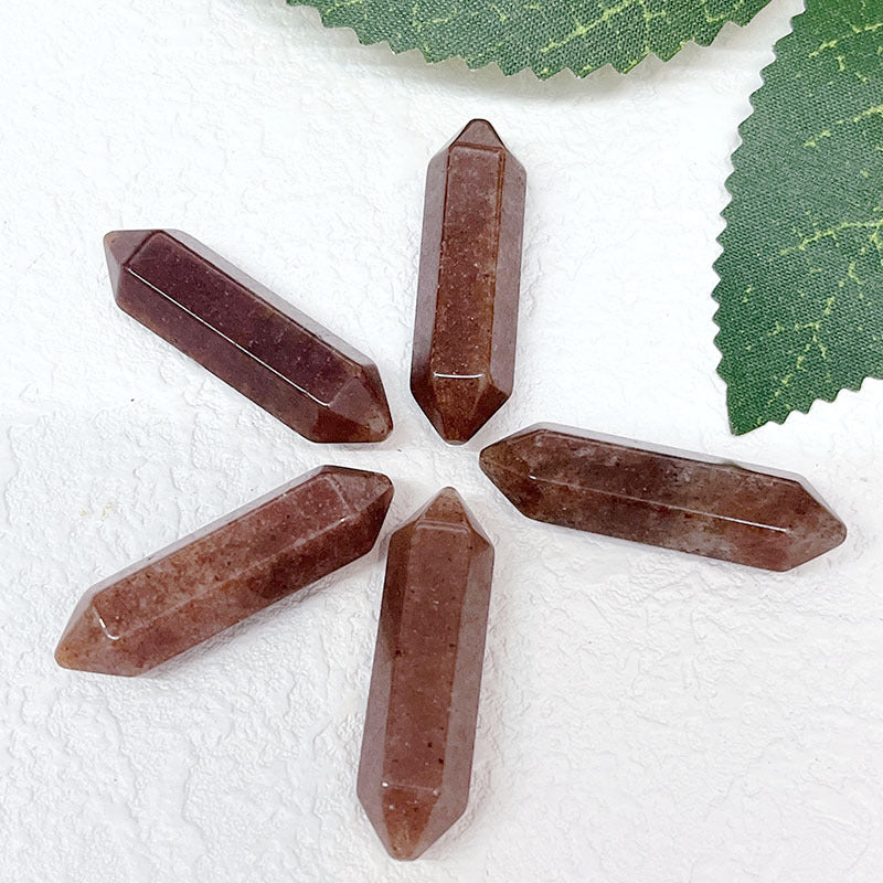Stone Crystal Bullet Double Pointed Hexagon Prism Pendants
