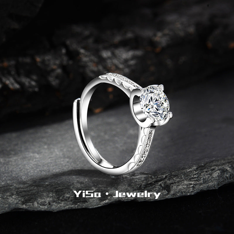 Fashion Karat Open Inlaid Zircon Female Rings