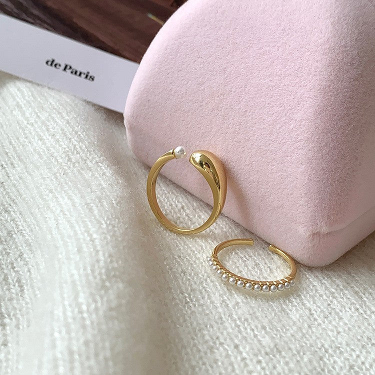 Electroplated Freshwater Pearl Zircon Stitching Butterfly Exquisite Rings