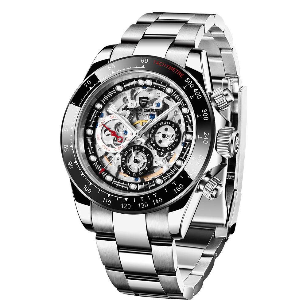 Men's Watch Automatic Hollow Movement Stainless Steel Mechanical Watches