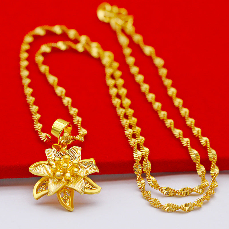 Women's Plated Water Ripple Clavicle Chain No Color Pendants