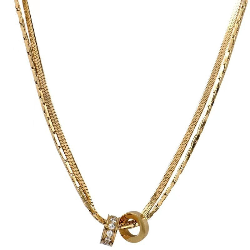 Design Interlocked Twin Clavicle Chain Female Titanium Steel Necklaces